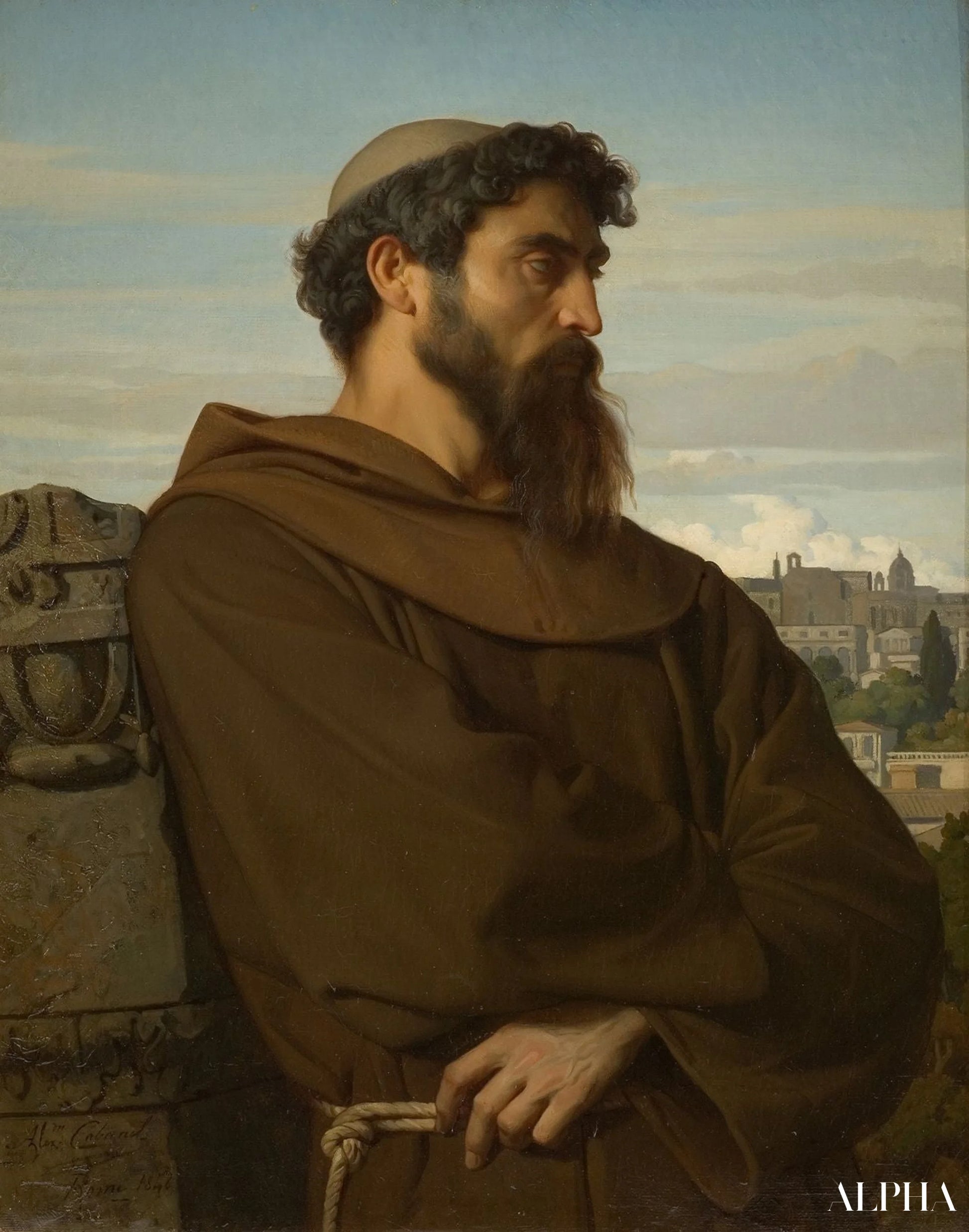 Reproduction du tableau « Un penseur, jeune moine romain - Alexandre Cabanel » par Alpha Reproduction en peinture à l’huile