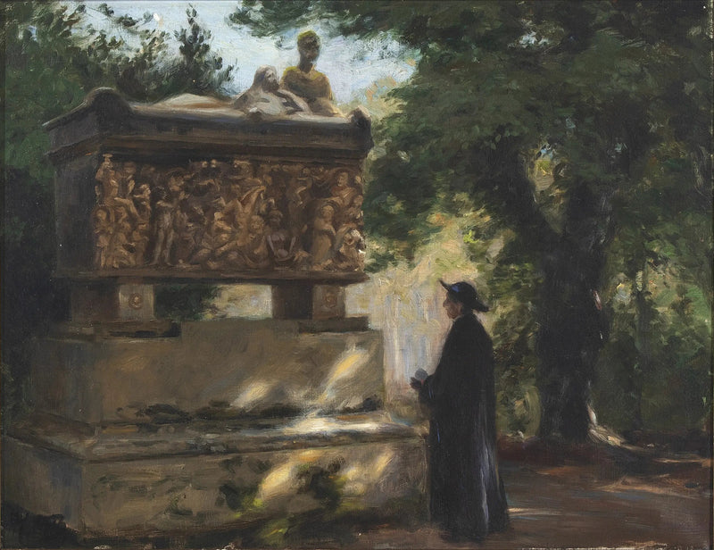 Katolik rahip bir lahit önünde - H. A. Brendekilde