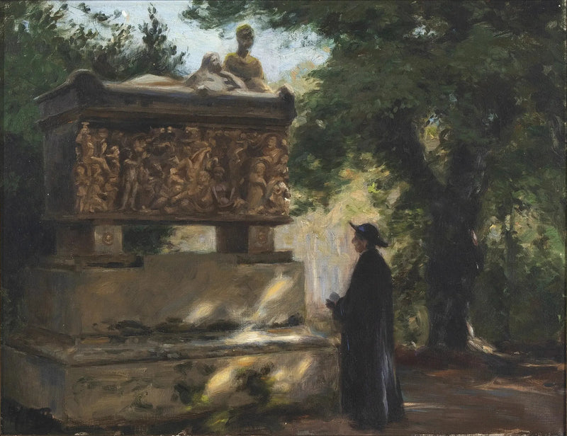 Katolik rahip bir lahit önünde - H. A. Brendekilde