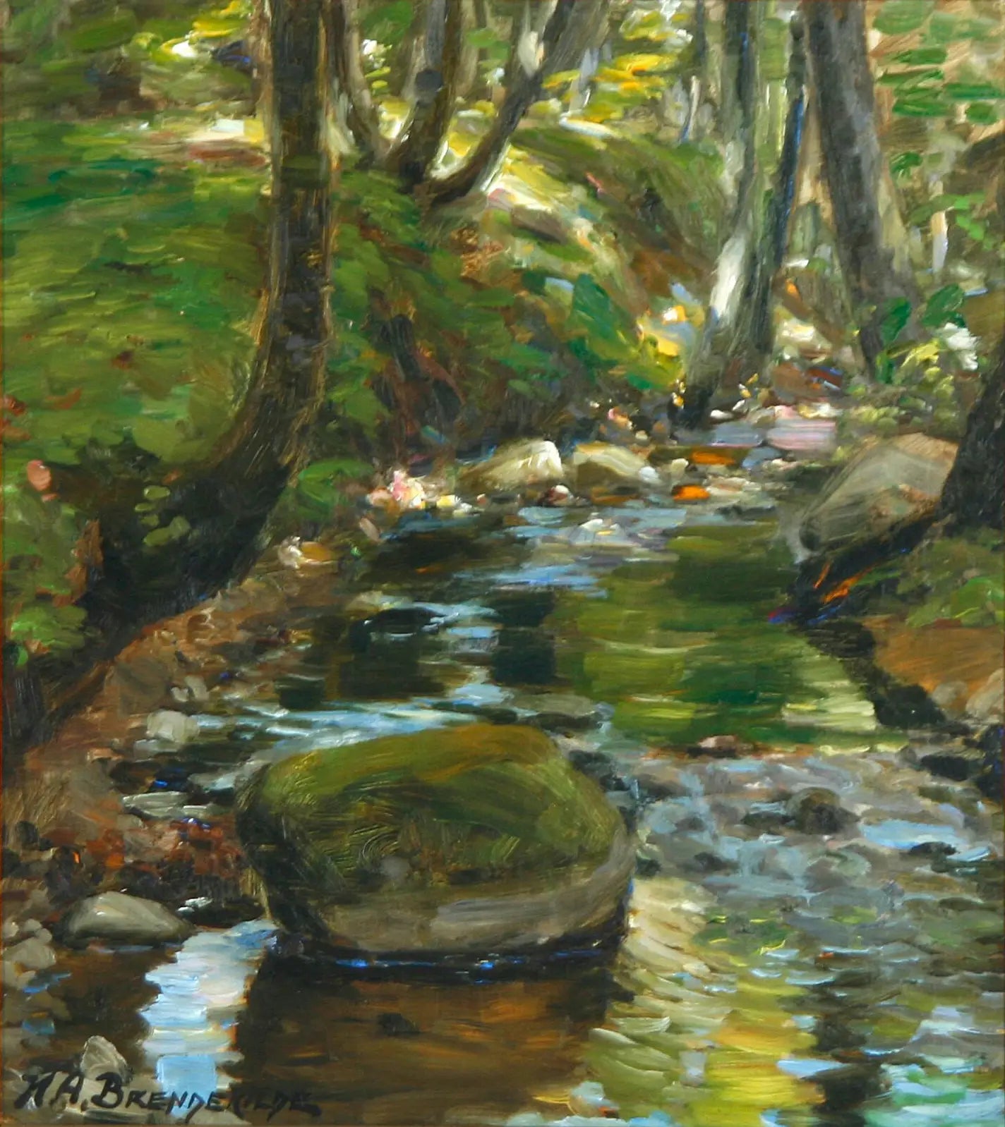 Un ruisseau dans la forêt de Herlufsholm au Danemark. - H. A. Brendekilde - Alpha Reproduction