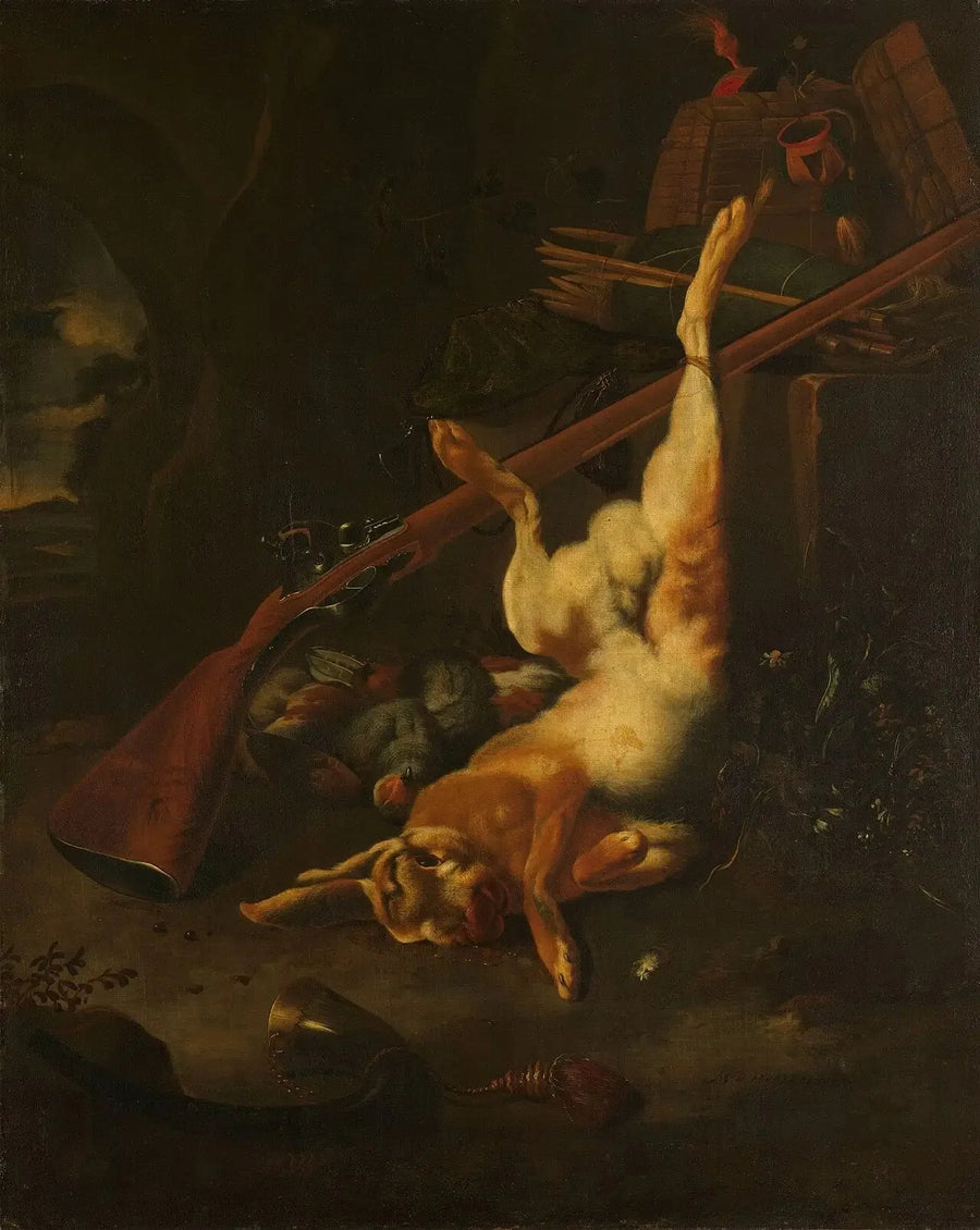 Avcı çantası ve ölü tavşan - Melchior de Hondecoeter