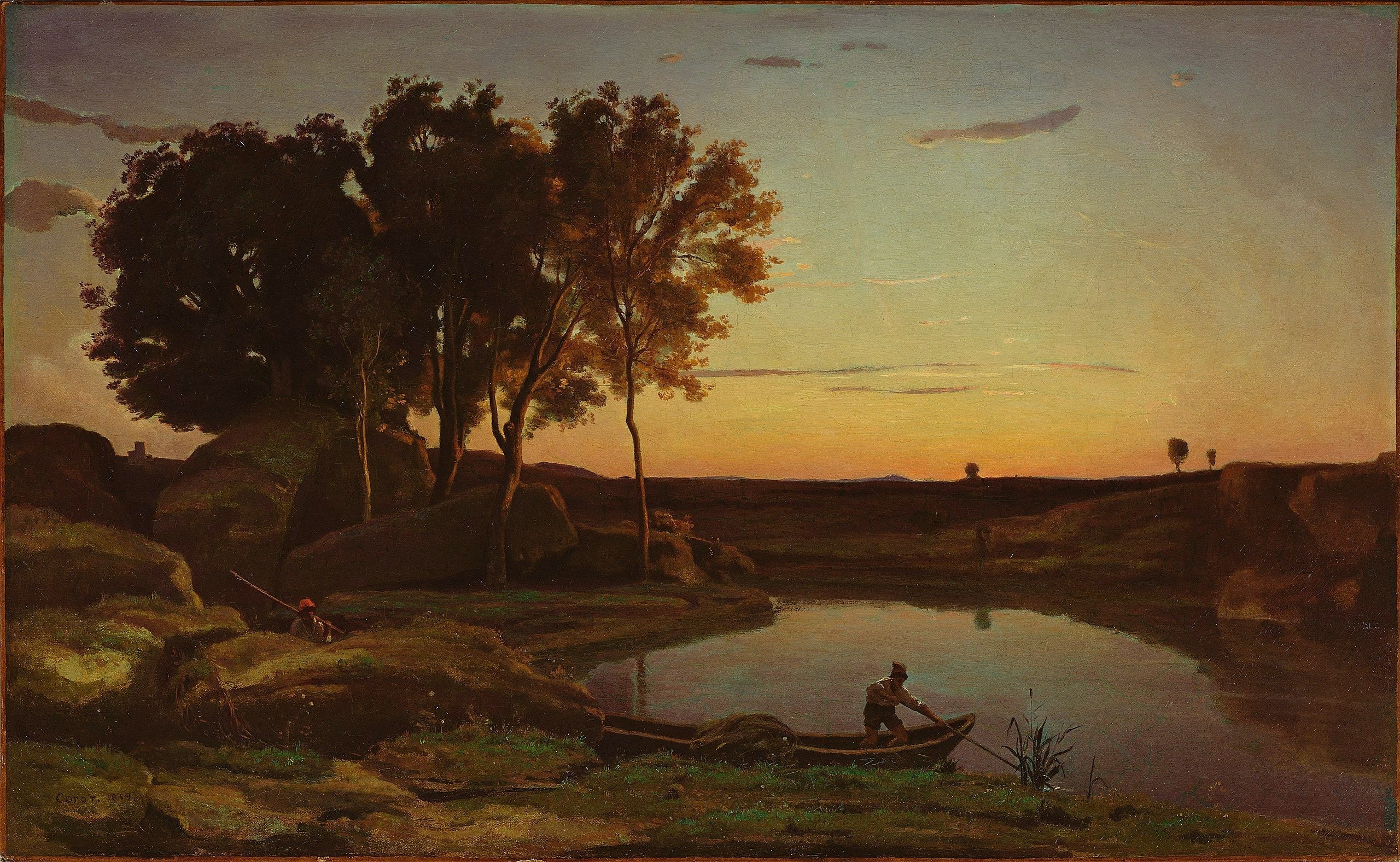 Un soir, paysage - Jean-Baptiste Camille Corot