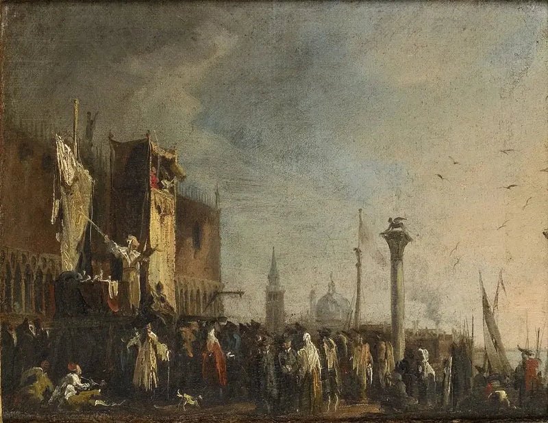 Venice Piazzetta'sinde Kukla Gösterisi - Canaletto