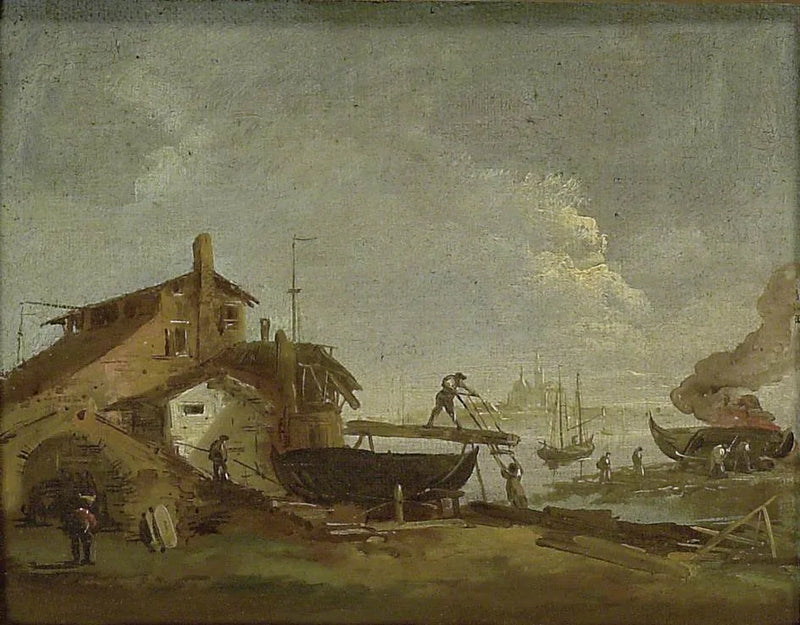 Bir Venedik Tekne İmalathanesi veya tersanesi - Francesco Guardi