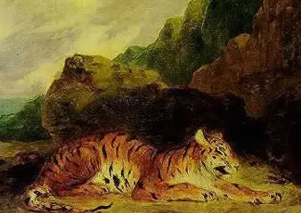 Bir kaplan yuvasının yakınında - Eugène Delacroix