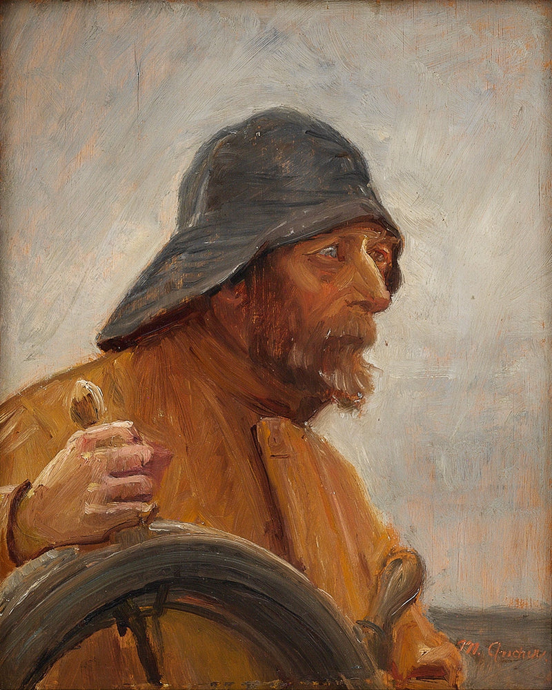 Bir kaptan, yağmurluk giymiş. - Michael Peter Ancher