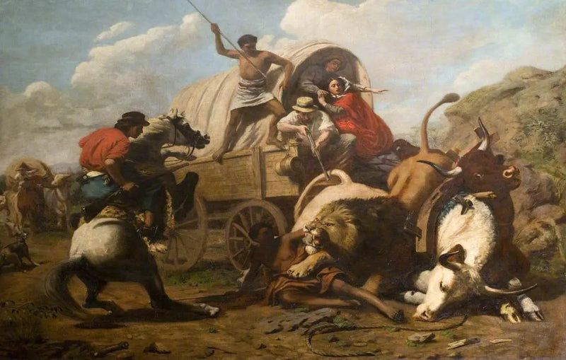 Bir asma yük treni, bir aslan tarafından saldırıya uğradı - Edwin Henry Landseer