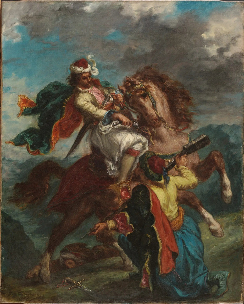 Bir Türk, bir Yunan süvarisine gider - Eugène Delacroix
