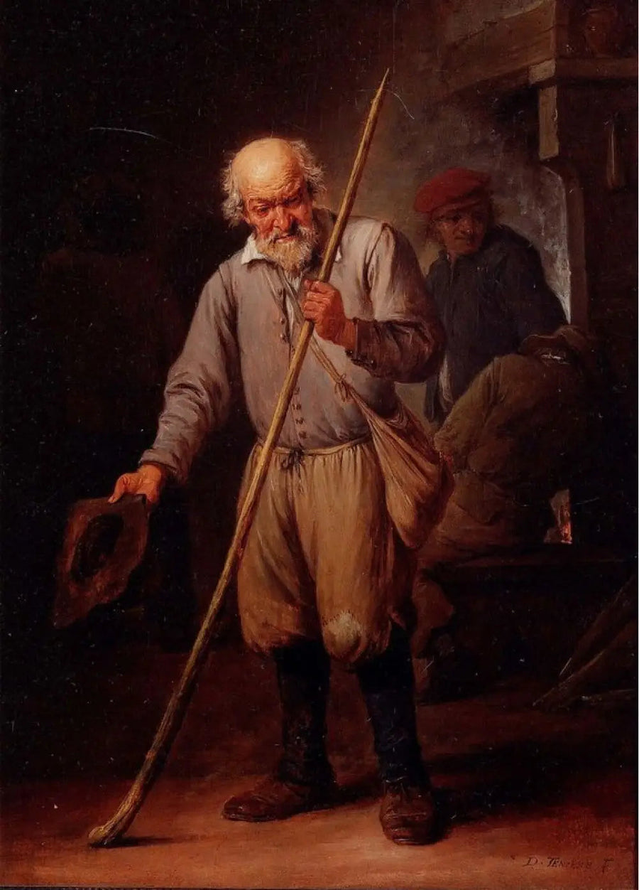 Bir yaşlı adam ve bastonu - David Teniers le Jeune