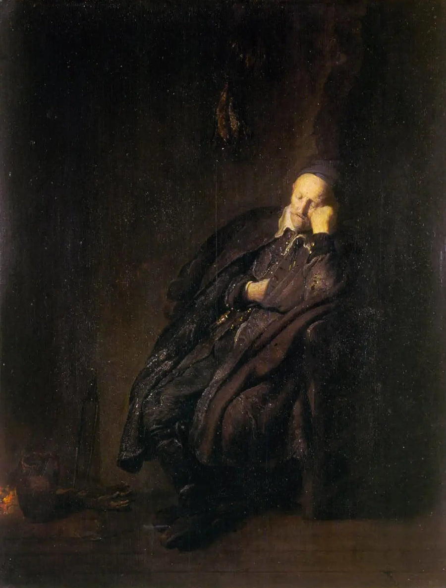 Yaşlı bir adam - Rembrandt'ın yanında uyuyor