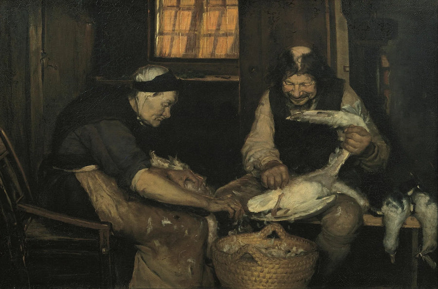Eski bir çift, martıları gagalayarak. Lars Gaihede ve yaşlı Lene - Anna Ancher