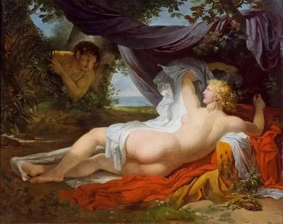 Bir Genç Faun Tarafından Uyandırılan Bacchante - Charles Meynier