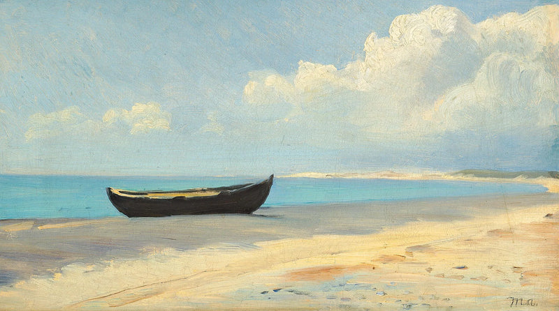Skagen'da plajda kürekli sandal. - Michael Peter Ancher