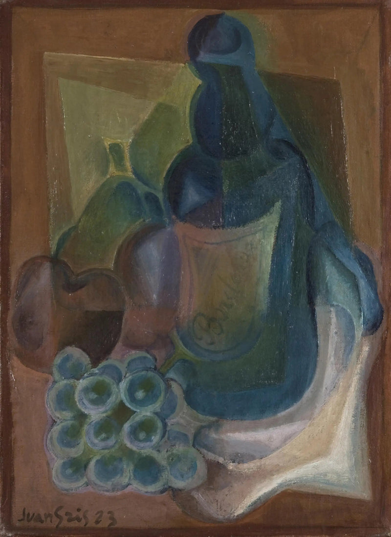 Bir şişe ve meyveler - Juan Gris