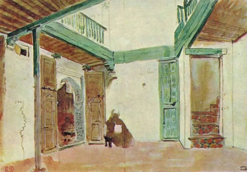 Tanger'de Bir Avlu - Eugène Delacroix