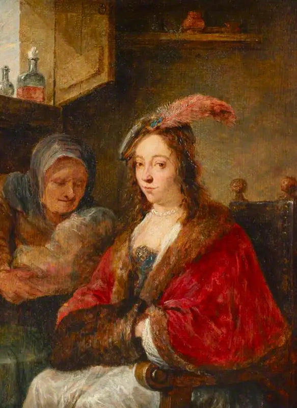 Bir kadın ve hizmetçisi - David Teniers le Jeune