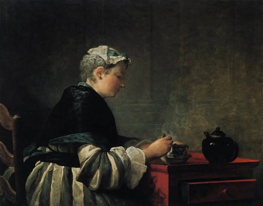 Bir kadın çay içerken - Jean Siméon Chardin