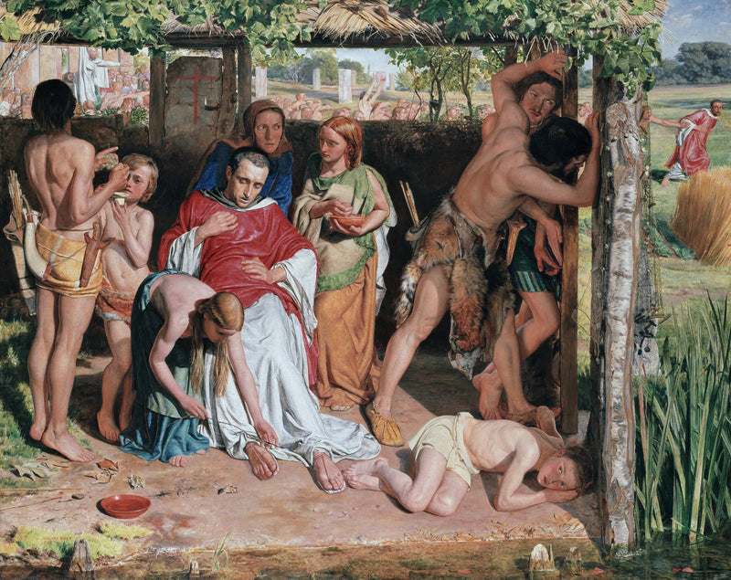 Britanya ailesi, druidler tarafından zulme uğrayan bir Hristiyan misyoneri barındırıyor - William Holman Hunt