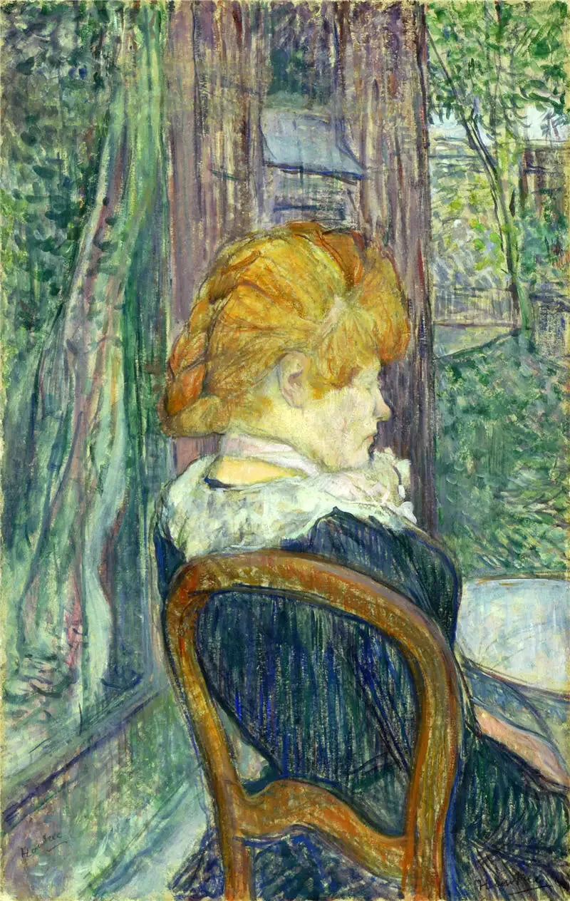 Bir bahçede oturan bir kadın - Henri de Toulouse-Lautrec
