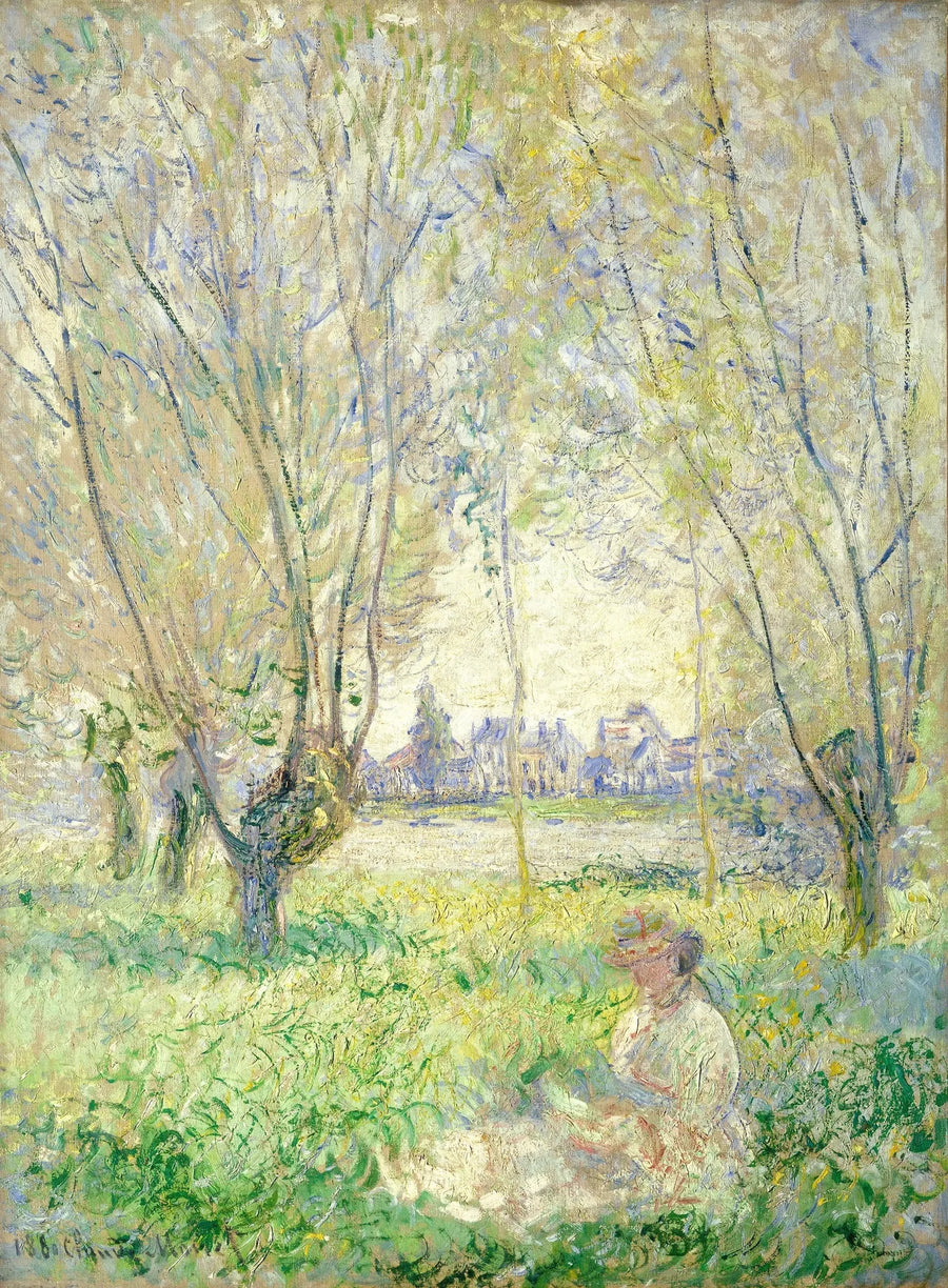 Söğüt ağaçlarının altında oturan bir kadın - Claude Monet