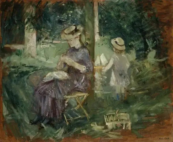 Bir kadın ve bir çocuk bir bahçede - Berthe Morisot