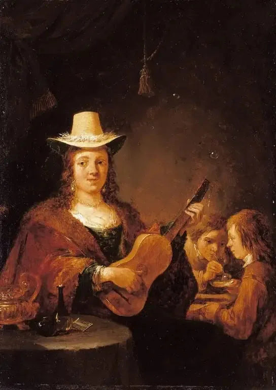 Bir kadın gitar çalıyor - David Teniers le Jeune