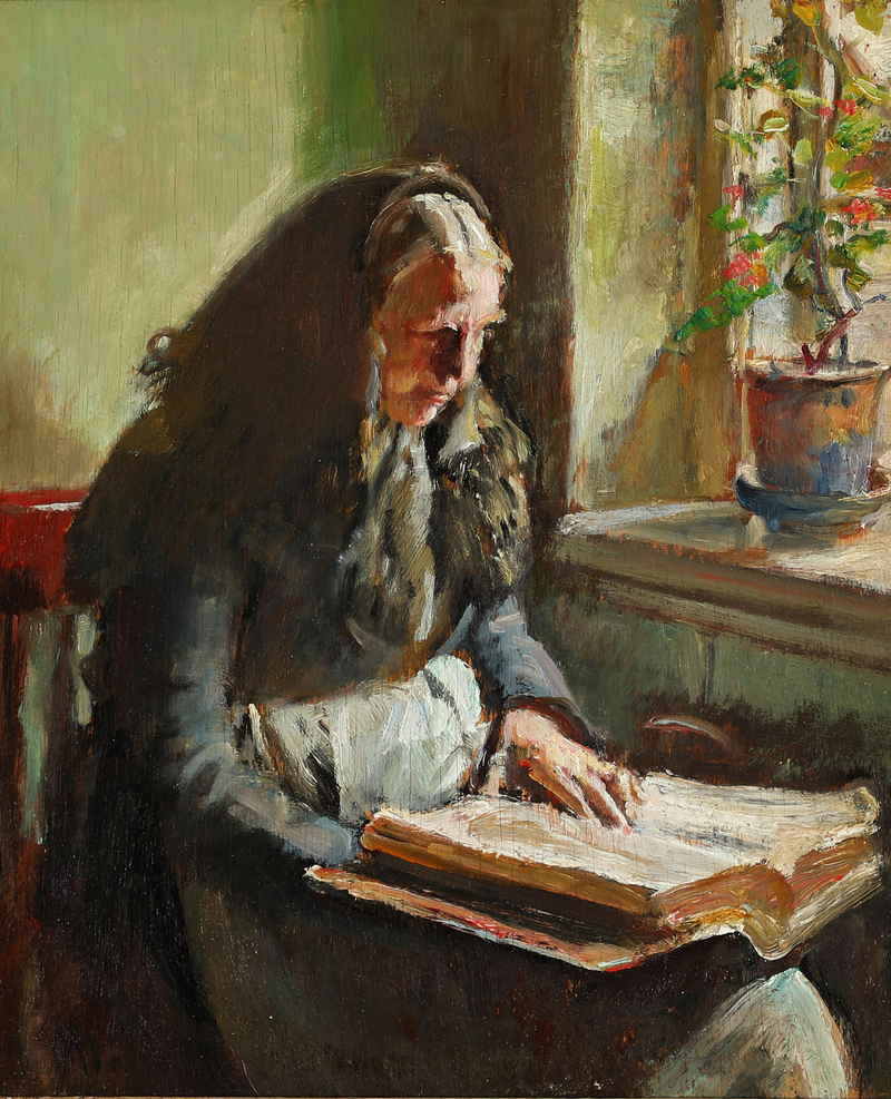 Bir kadın pencere yakınında okuyor - Michael Peter Ancher