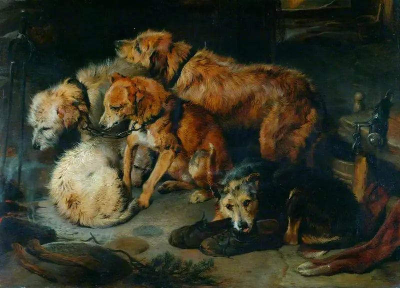 Une fête au coin du feu - Edwin Henry Landseer - Alpha Reproduction