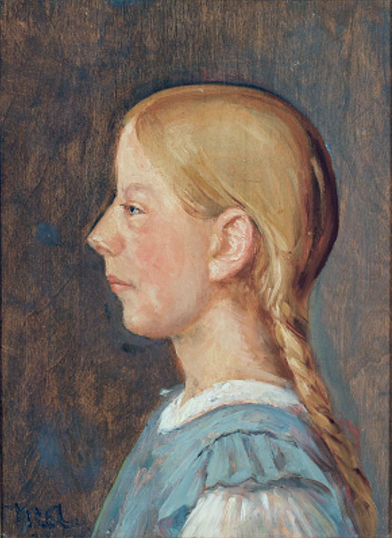 Skagenli bir kız, örgülü saçlarla. (fxd) - Michael Peter Ancher