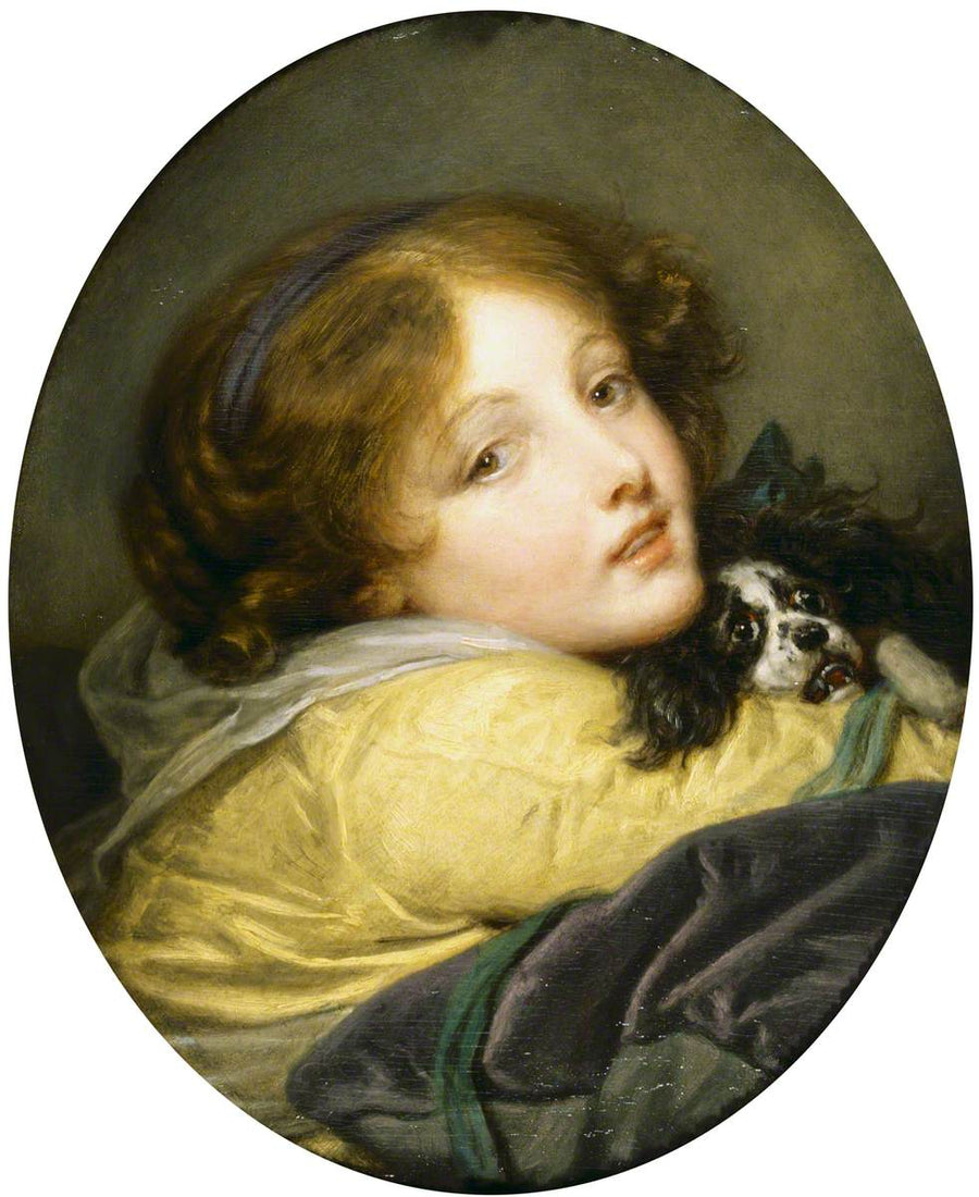Bir kızın bir spaniel tutması - Jean-Baptiste Greuze