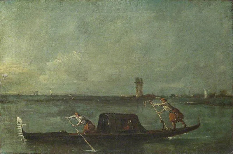Mestre yakınlarındaki lagün üzerinde gondol - Francesco Guardi