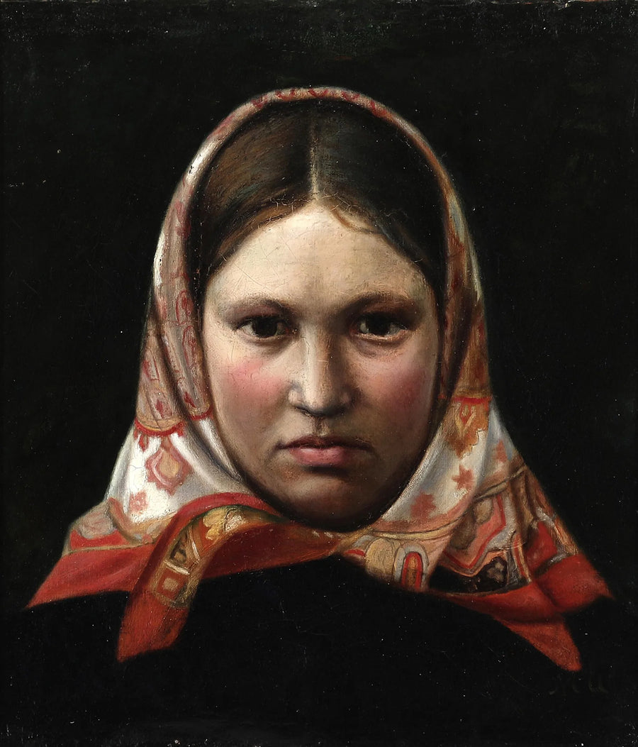 Başında eşarpla genç bir kız - Michael Peter Ancher