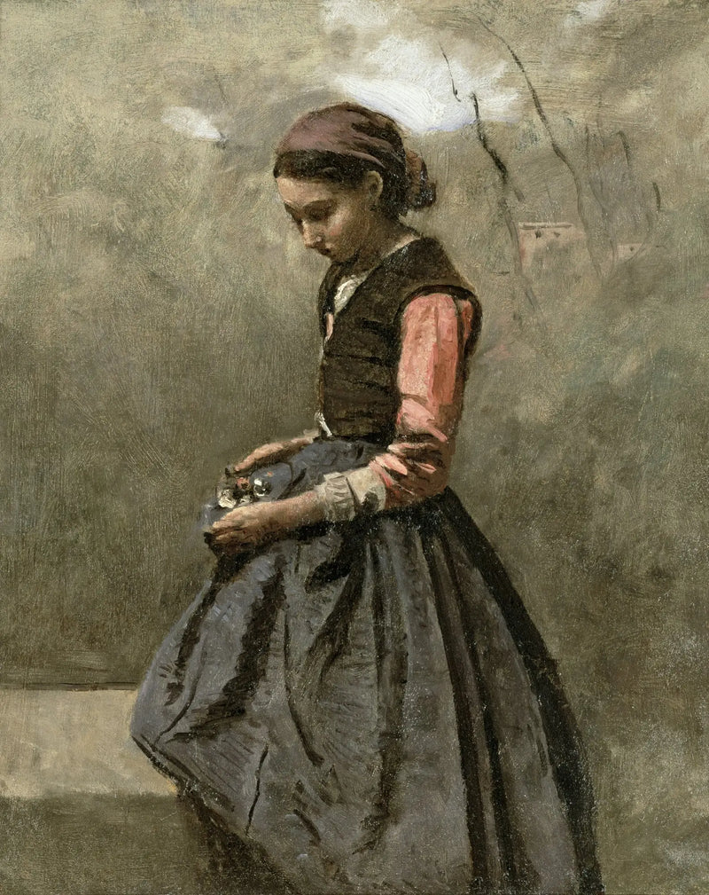 Düşünceli genç kız - Jean-Baptiste Camille Corot