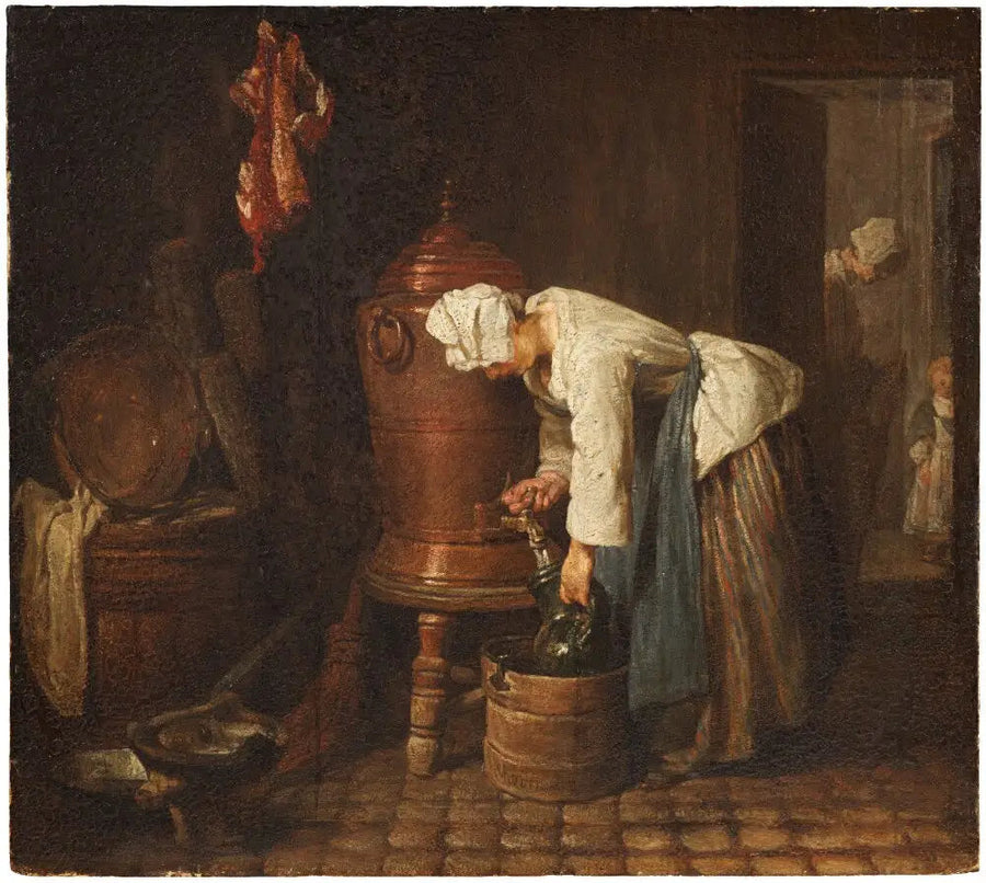 Genç bir kızın çeşmeden su çekmesi - Jean Simeón Chardin