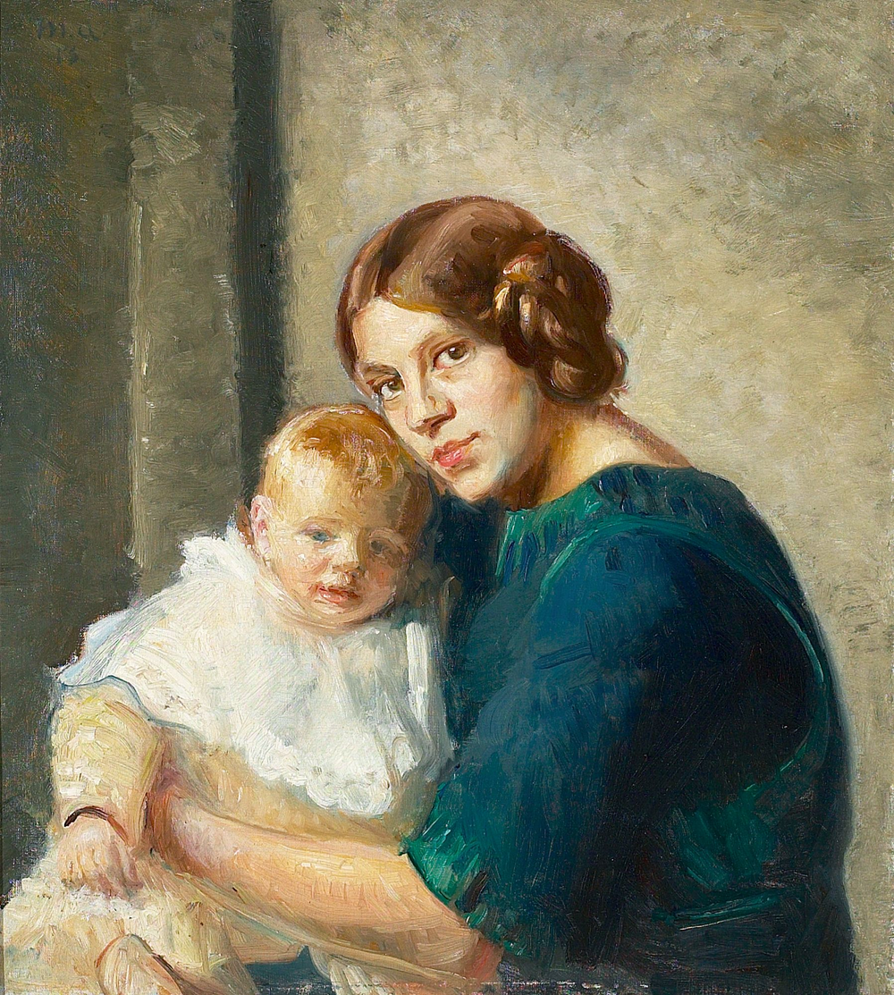 Une jeune mère avec son enfant. - Michael Peter Ancher image 1 tableau peint à l’huile sur toile