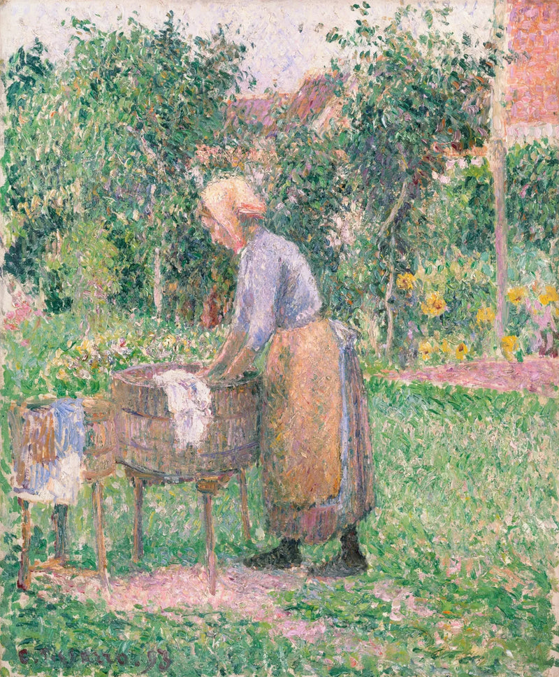 Éragny'de Bir Çamaşırcı - Camille Pissarro