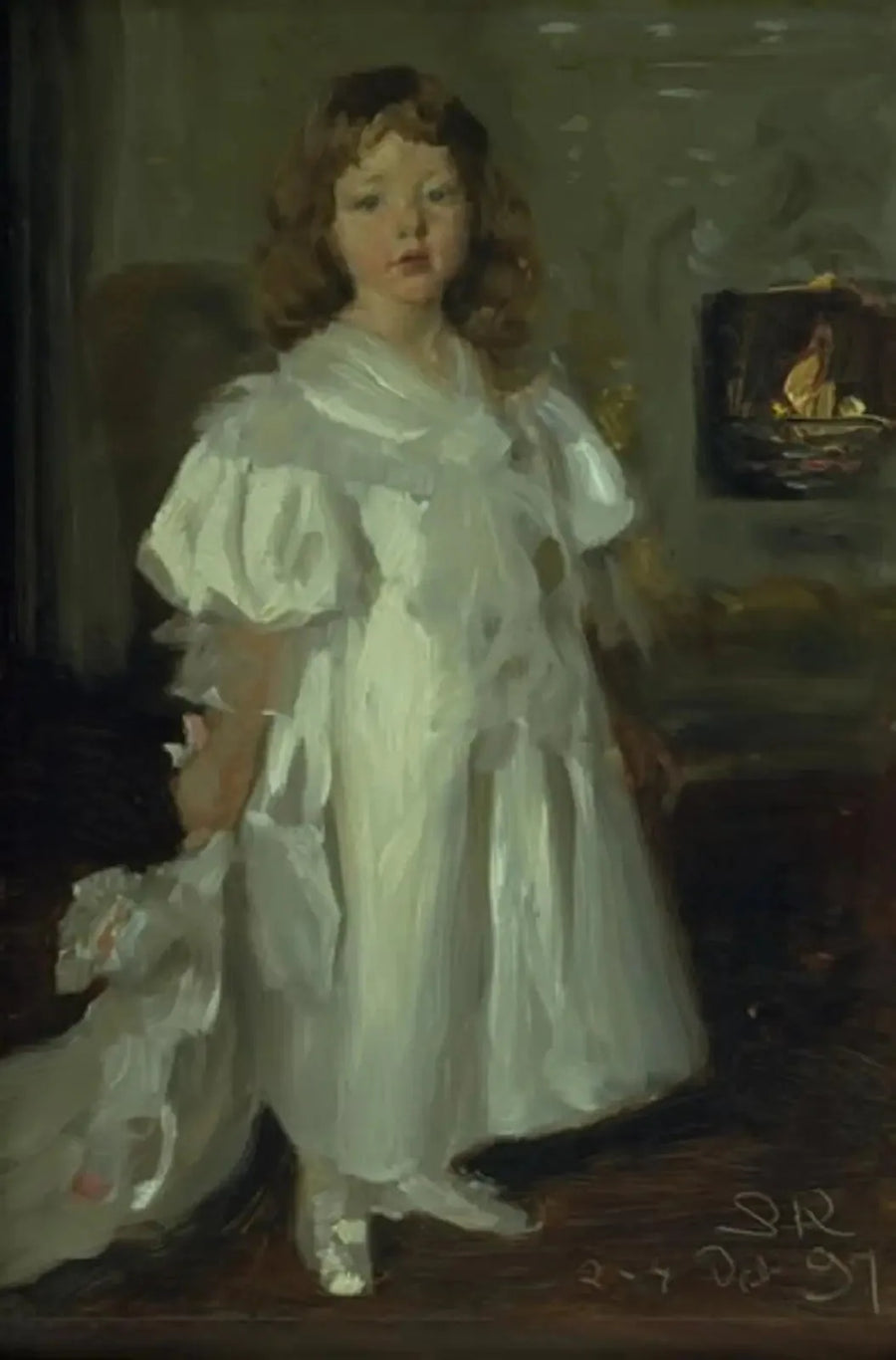 Bir küçük kız, Helga Melchior, uzun elbise içinde - Peder Severin Krøyer