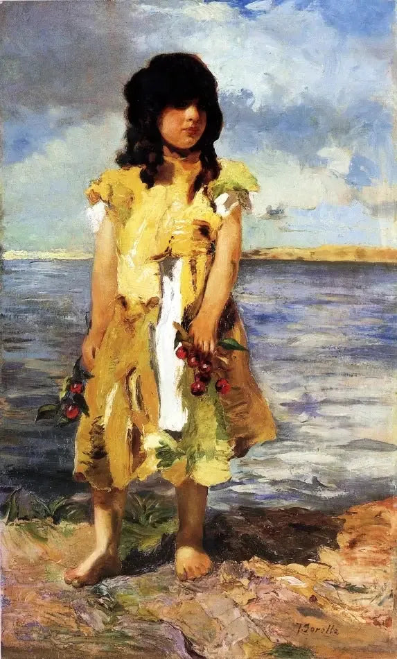 Kirazlarla küçük bir çingene (Plajda bir kız). - Joaquín Sorolla