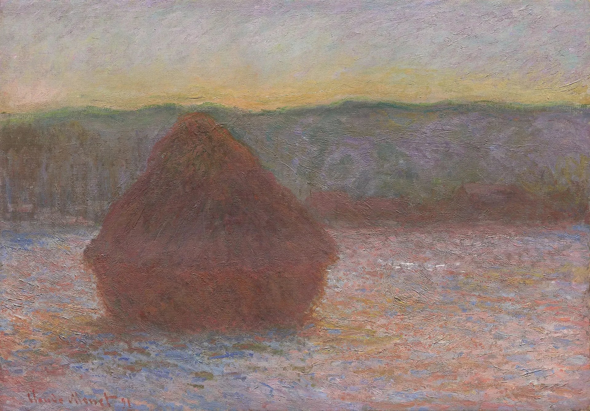 Une pile de blé (déjeuner, coucher du soleil) - Claude Monet image 1 copie peinte à la main à l’huile