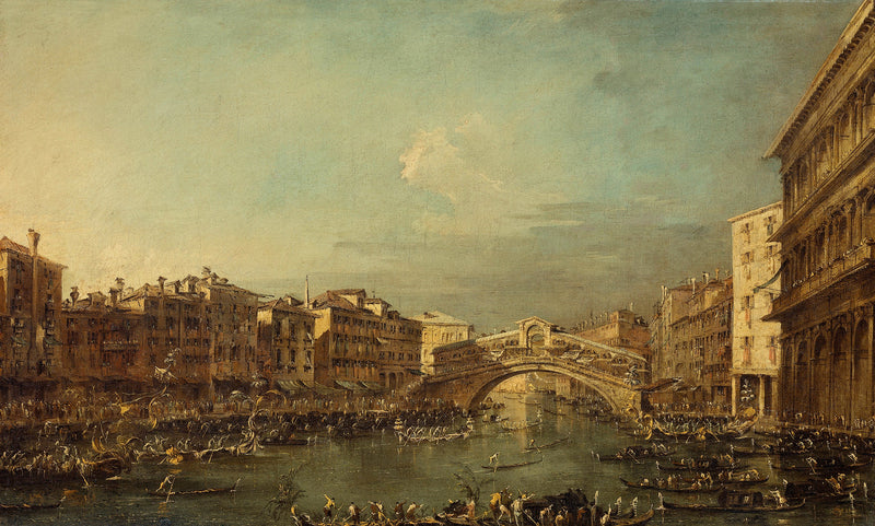 Venedik'te Rialto Köprüsü ile Büyük Kanal'da yelken yarışı - Francesco Guardi