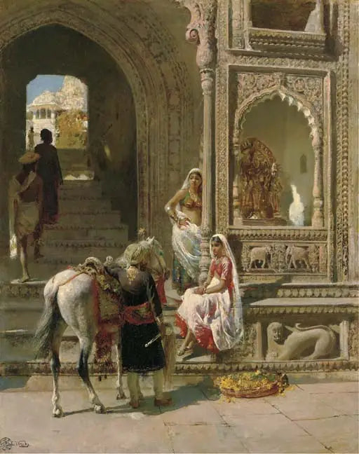 Mathura'daki bir tapınağın girişinde bir toplantı - Edwin Lord Weeks