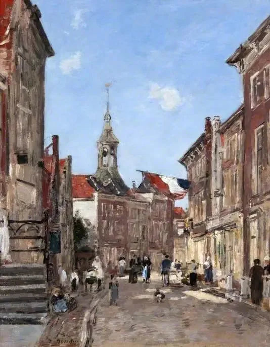 Dordrecht'te Bir Sokak - Eugène Boudin