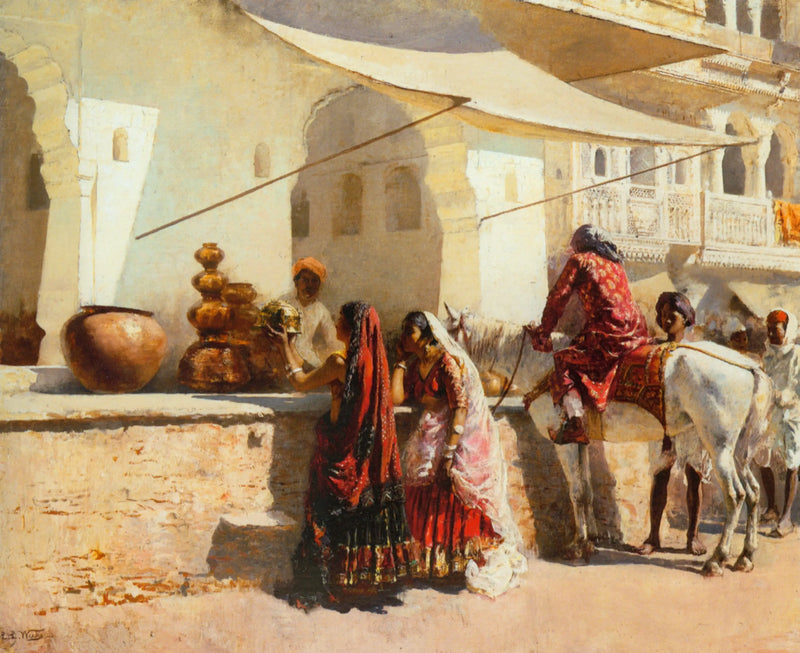 Bir sokak pazarı sahnesi, Hindistan - Edwin Lord Weeks
