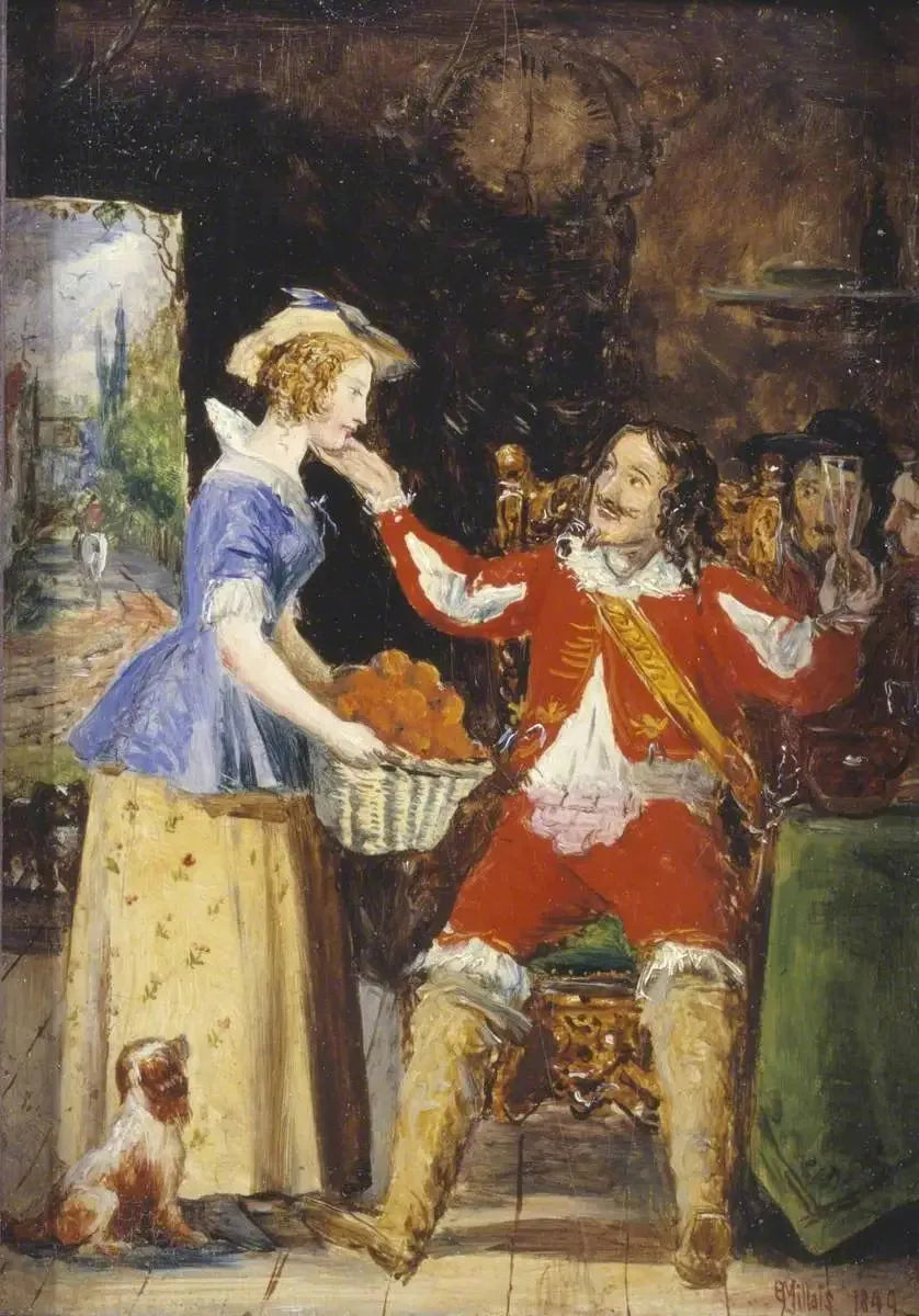 Bir atlıya meyve sepeti sunan hizmetçi - John Everett Millais