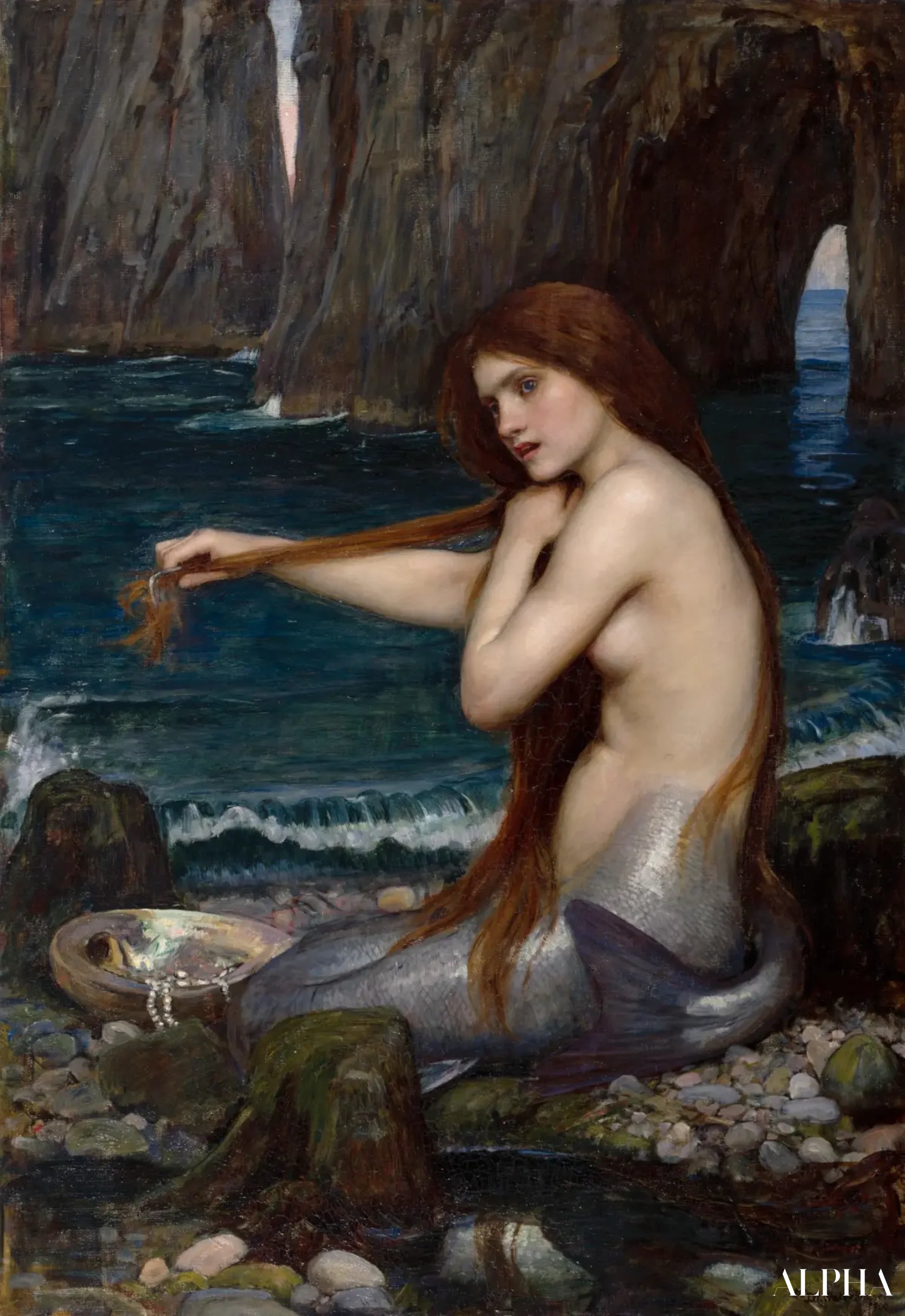 Reproduction du tableau « Une sirène - John William Waterhouse » par Alpha Reproduction en peinture à l’huile