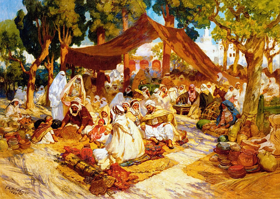 Bir Arap kampında toplanma akşamı - Frederick Arthur Bridgman