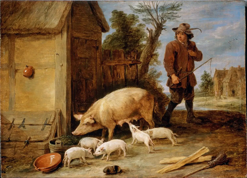 Bir dişi domuz ve yavruları - David Teniers le Jeune