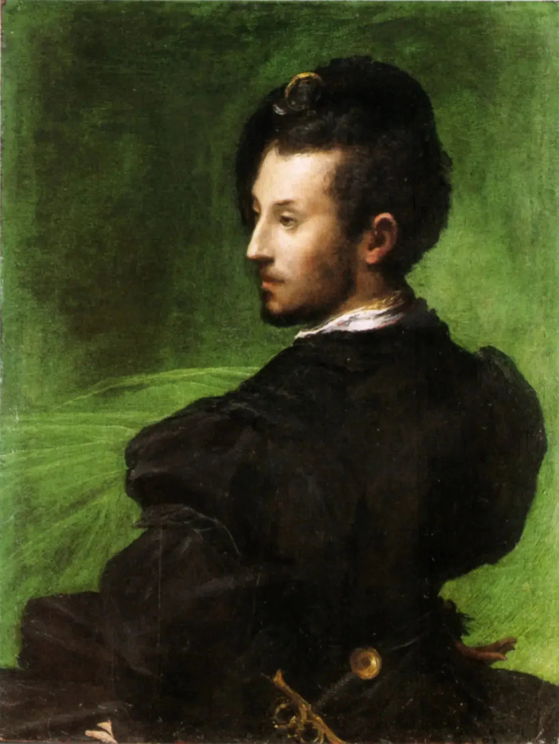 Uomo su sfondo verde - Parmigianino image 1 reproduction de peinture à l’huile