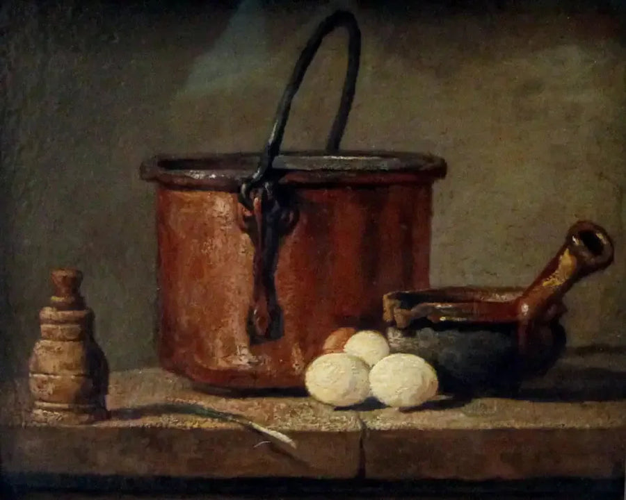 Mutfak Gereçleri, Kazan, Tava ve Yumurta - Jean Simeón Chardin