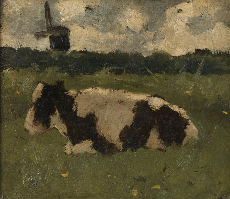 Vache couchée avec moulin à vent - Richard Roland Holst